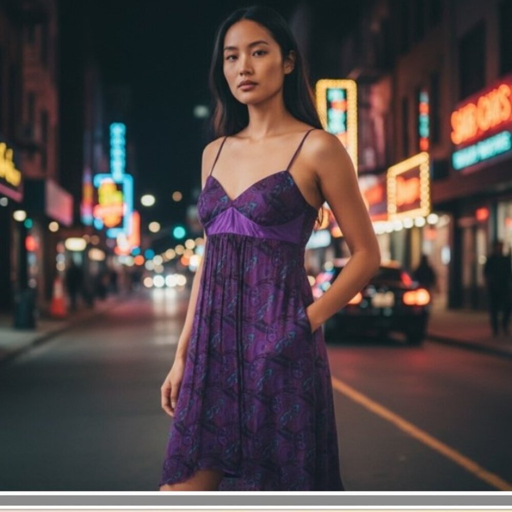 Laundry by Shelli Segal - Purple Silk Paisley Strapless Dress - 12 - China